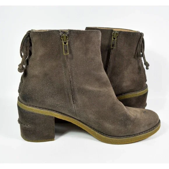 UGG Women's Brown Taupe Suede Corrine Ankle Boots Side Zip Size 9.5 - Picture 5 of 9